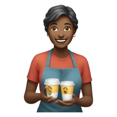 Lady handing out free samples sticker