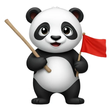 Panda holding a red flag sticker