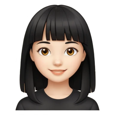 cute girl, black straight hair with straight bangs, light brown eyes sticker