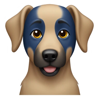 a shepherd dog with a dark muzzle in a dark blue gog jumpsuit sticker