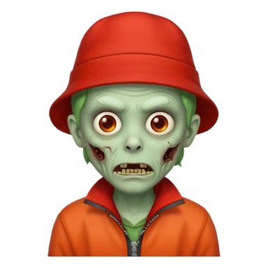 zombie in red hats orange jacket sticker