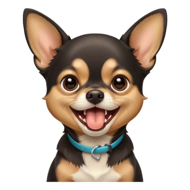 A high-resolution digital illustration of a cute black and tan chihuahua yawning. portrait in a clean, semi-realistic style sticker