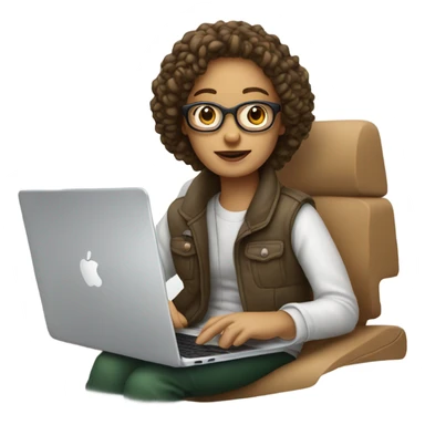 white-skinned product designer sitting with macbook sticker