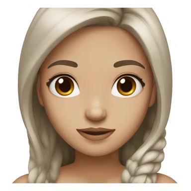 girl with white skin color with brown long hair and brown eyes with lashes sticker