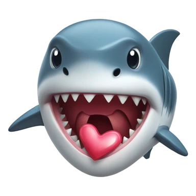 shark holding a heart sticker