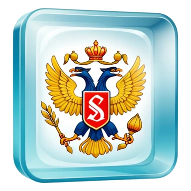 Russian Samokat delivery company logo on a transparent glass square rounded block sticker