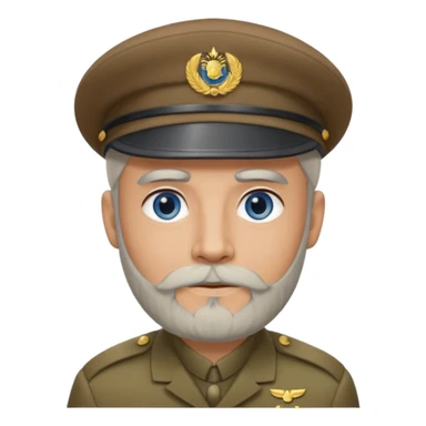 A man in military lhaki colored beret with grey beard sticker