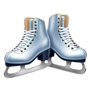 An icon showing In the background, twinkling lights, winter trees, and cheering spectators create a festive atmosphere. a pair of elegant ice skates gliding across a smooth, frozen rink with snowflakes in the air. Transparent background highlights the grace and charm of ice skating. sticker