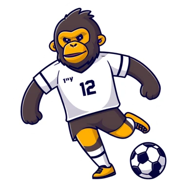 Soccer player with gorilla on his head  sticker