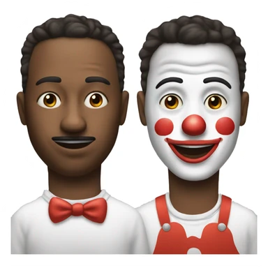 A normal emoji making up himself to a clown (we have to see him drawing the clown mask on his face)  sticker