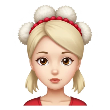 a girl with a pom pom on her head and huge forehead  sticker