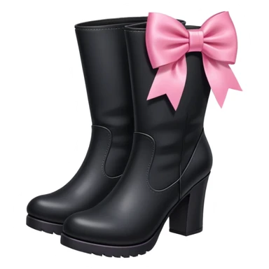 black boots with a pink bow  sticker