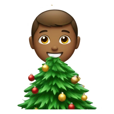 boys enjoying a Christmas tree sticker