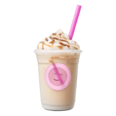 iced latte with oat milk and a pink straw  sticker