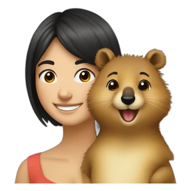a-happy-quokka-with-happy-girl-who-is-black-hair sticker