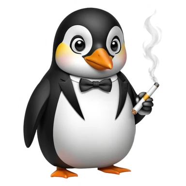 penguin smoking a cigarette sticker