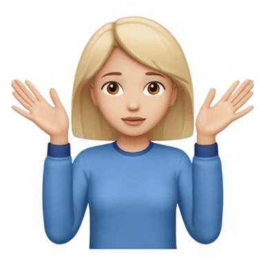 Girl with two hands in front out palms facing upwards and hands in front of her sticker