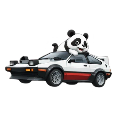 Trueno ae86 panda riding a panda sticker