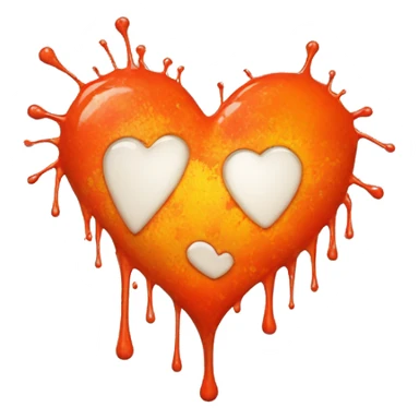 splattered paint heart glowing red-orange warmth sticker