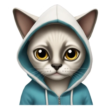 Siamese cat with hoodie that has 44 sticker