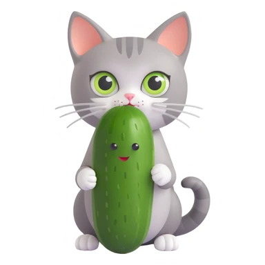 a scared cat with a cucumber next to it sticker