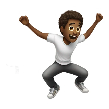 Guy jumping on a trampoline with a pew sticker