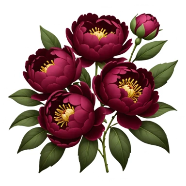 Close Burgundy peonies bouquet  sticker
