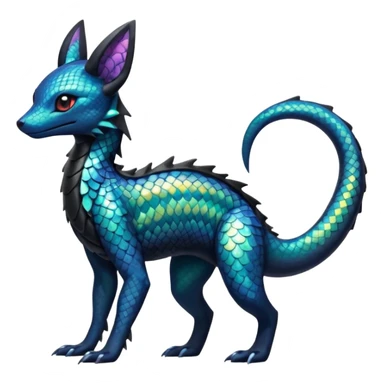 Scaley Exotic Salandit-Aurorus-Umbreon-Fakémon-hybrid-creature (full body)  sticker