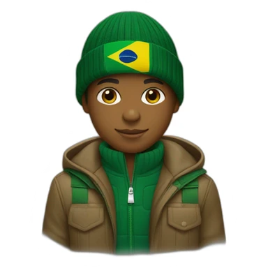Black boy using lacoste beanie with brazil flag sticker