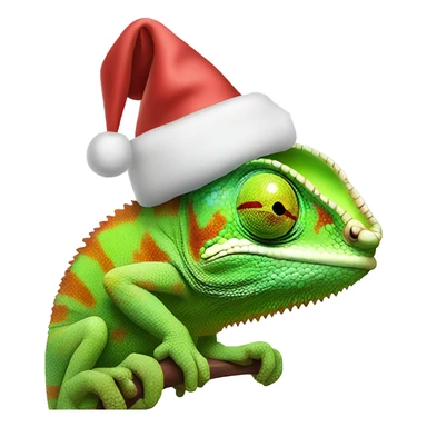 Chameleon wearing a Santa hat sticker