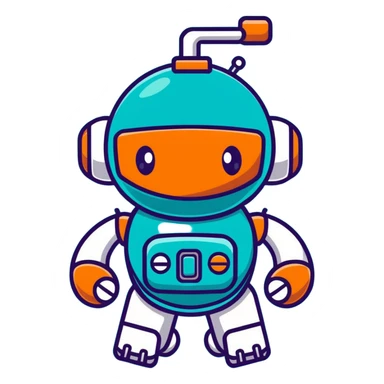 teal cute robot winking sticker