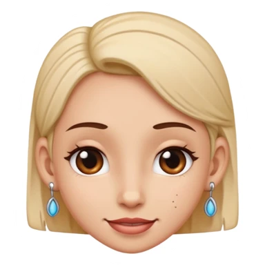 Pierced ear emoji with flirty expression sticker