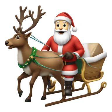 Real Reindeer pulling a sleigh by Santa sticker