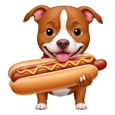 pitbull eating hotdog sticker