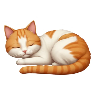 ginger and white small cat eyes closed lying down in funny position sticker