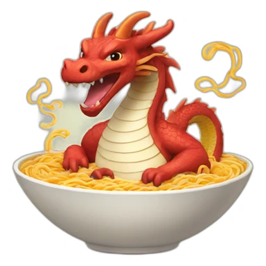 Dragon in ramen bowl sticker