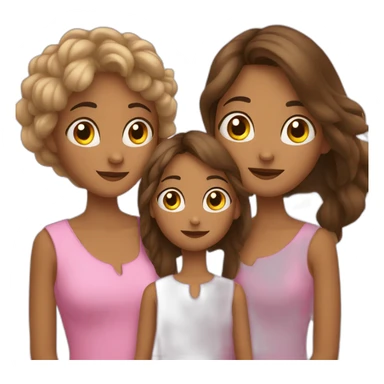 madre y dos hijas pelo largo ojos oscuros sticker
