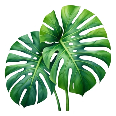 A lush monstera plant with large, split leaves, depicted in watercolor with realistic shading and texture.
 sticker