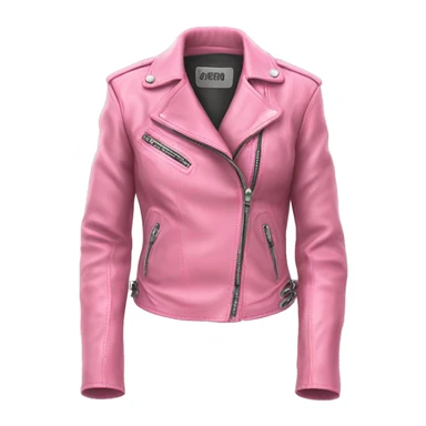 Realistic isolated open bubblegum pink fashion leather jacket.  sticker