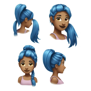 Girl with blue hair and square hair ties and two blue ponytails sticker