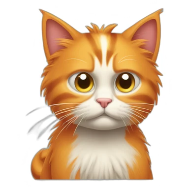 grumpy skinny orange hairy cat with long tail sticker