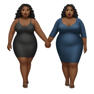 two plus size women holding hands, beautiful, aesthetic  sticker