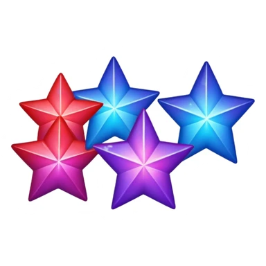 Sparkling shimmery red purple blue stars sticker