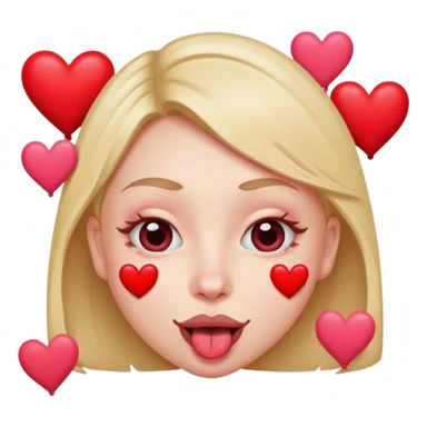 A cross eyed unisex with their tongue out far with Valentine’s Day decor/hearts around eyes facing different directions sticker