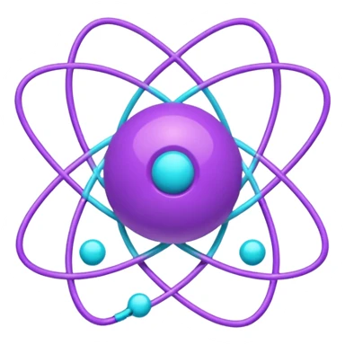 minimalistic atom, neon purple (#8B5CF6) and cyan (#00E0FF), representing Atom team creativity and innovation, clean tech design sticker