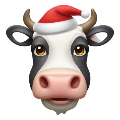 Cow face wearing Santa hat  sticker