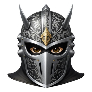 A masked man knight with intricate black engravings on his steel helmet, eyes glowing with fury sticker