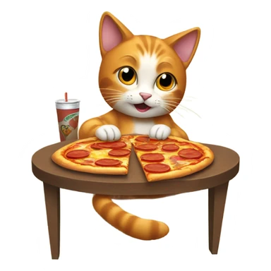 cat eating pizza and hot wings sticker