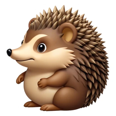 Cinematic Noble Hedgehog Portrait Emoji, Poised and regal, with a compact, spiky build and a rich, earthy Fur of brown spines and a soft underbelly, deep-set soulful beady eyes, Simplified yet sharp and sophisticated features, highly detailed, glowing with a warm, dignified glow, high shine, intelligent and endearing, stylized with an air of woodland charm, focused and attentive, soft glowing outline, capturing the essence of a watchful and confident little hedgehog, so majestic it feels as though it could scurry out of the screen with effortless authority! sticker