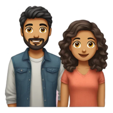 indian gujarati 21 year old brother with a beard and teenager sister with wavy hair sticker